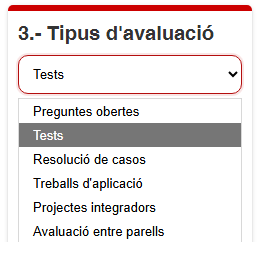 Captura del menú esquerra de la guia metodològica